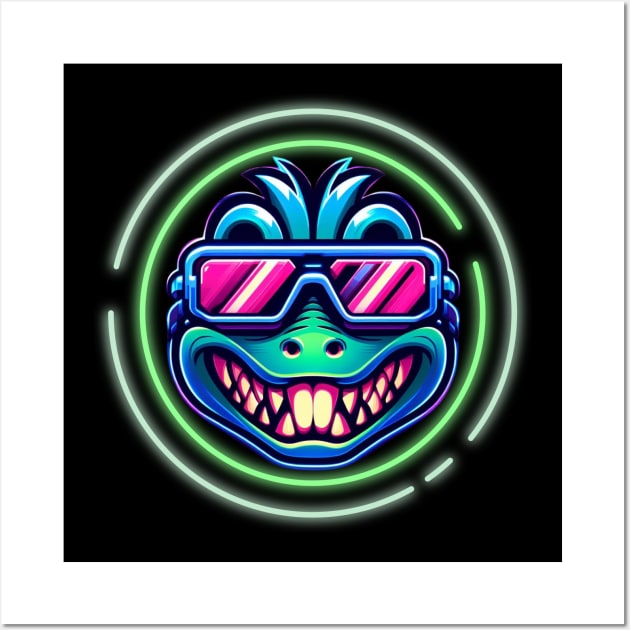 neon cyberpunk gator graphic Wall Art by chems eddine